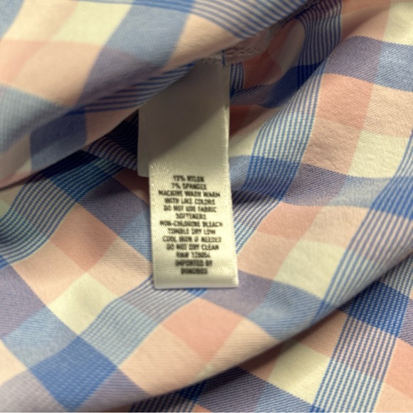 Bonobos Shirt Men’s XL Blue Pink White Plaid Long Sleeves Nylon Spandex Slim Fit - Picture 7 of 8